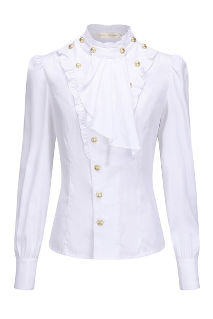 Classic Ouji Shirt - Immortal Silent Agent, 3 Colors, Stand Collar, Ruffled, Long Sleeves - main product image