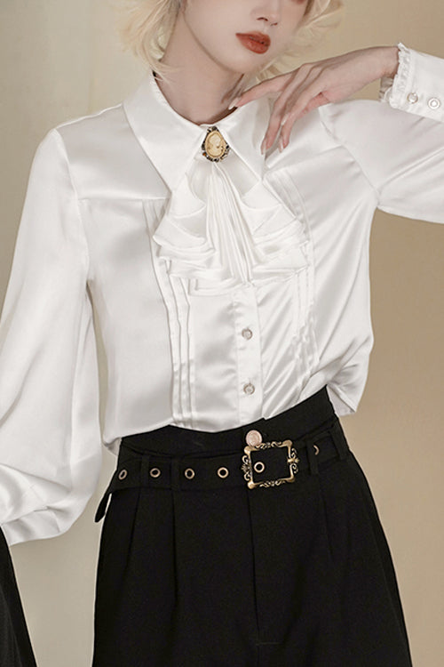 Classic Ouji Shirt - Lapel Collar Tomorrow Vow, White, Long Sleeves - main product image