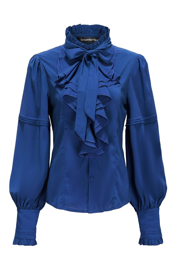 Classic Ouji Shirt - Original, 5 Colors, Lace Trim, Bow Detail - S Blue / M Blue / L Blue option