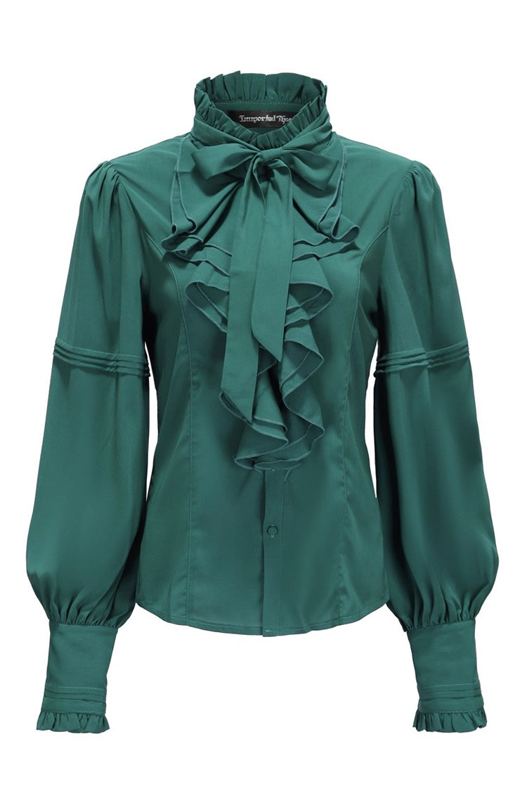 Classic Ouji Shirt - Original, 5 Colors, Lace Trim, Bow Detail - S Green / M Green / L Green option