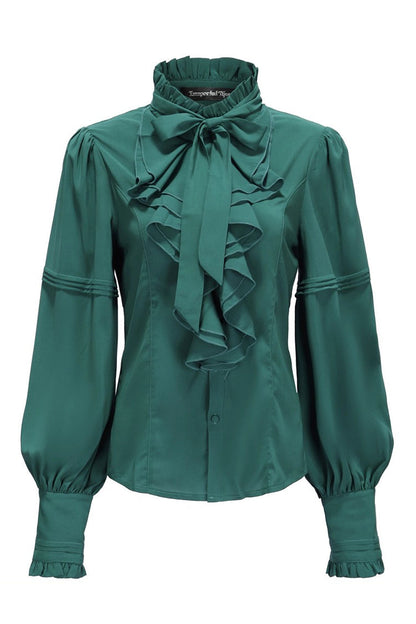Classic Ouji Shirt - Original, 5 Colors, Lace Trim, Bow Detail - S Green / M Green / L Green option