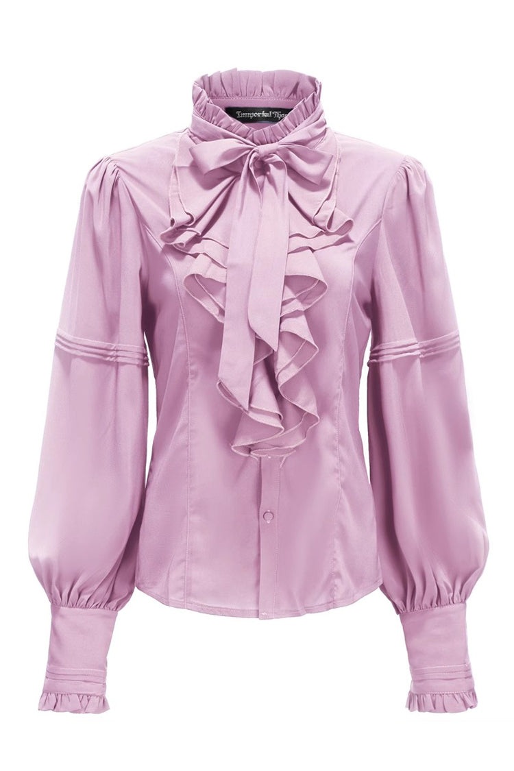 Classic Ouji Shirt - Original, 5 Colors, Lace Trim, Bow Detail - S Pink / M Pink / L Pink option