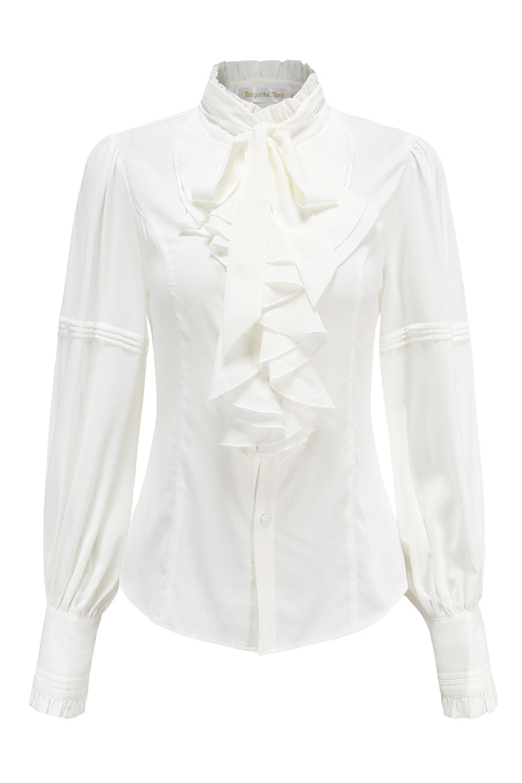 Classic Ouji Shirt - Original, 5 Colors, Lace Trim, Bow Detail - S White / M White / L White option