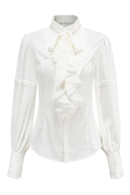Classic Ouji Shirt - Original, 5 Colors, Lace Trim, Bow Detail - S White / M White / L White option