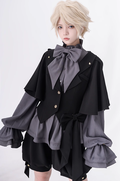 Classic Ouji Shirt - Retro Cute Cool, Gray - Tea Party Coordinate Shirt - additional product view 4