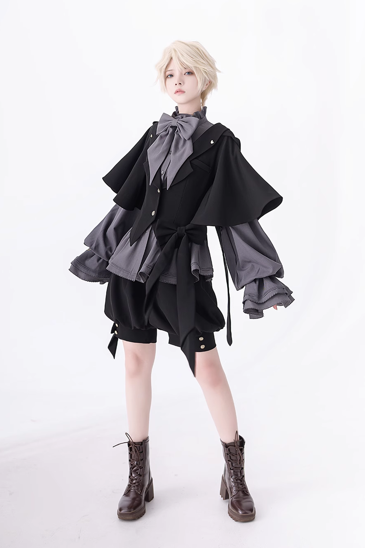 Classic Ouji Shirt - Retro Cute Cool, Gray - Tea Party Coordinate Shirt - additional product view 5