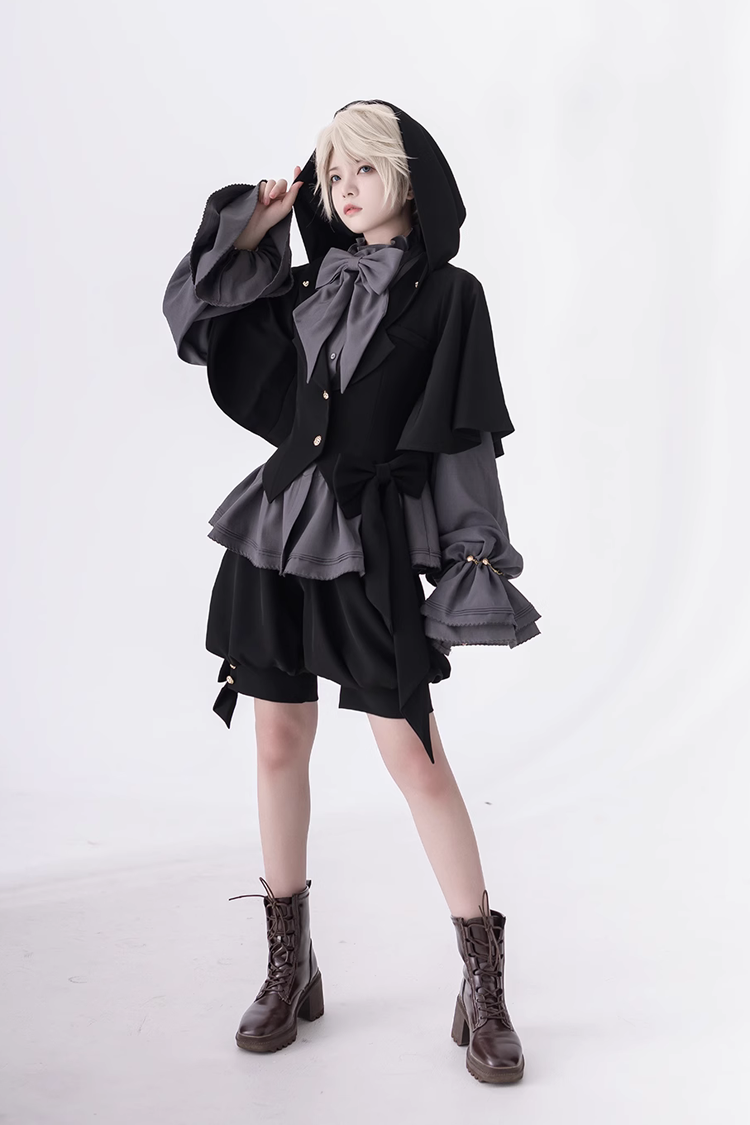 Classic Ouji Shirt - Retro Cute Cool, Gray - Tea Party Coordinate Shirt - additional product view 6