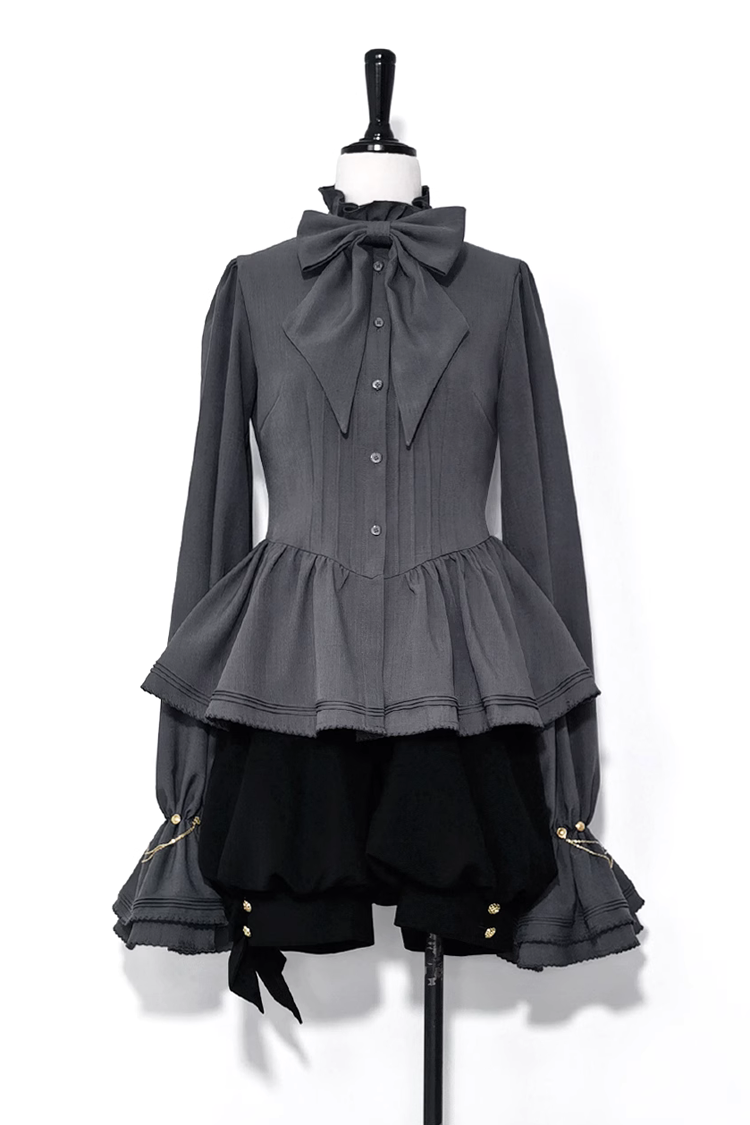 Classic Ouji Shirt - Retro Cute Cool, Gray - Tea Party Coordinate Shirt - main product image
