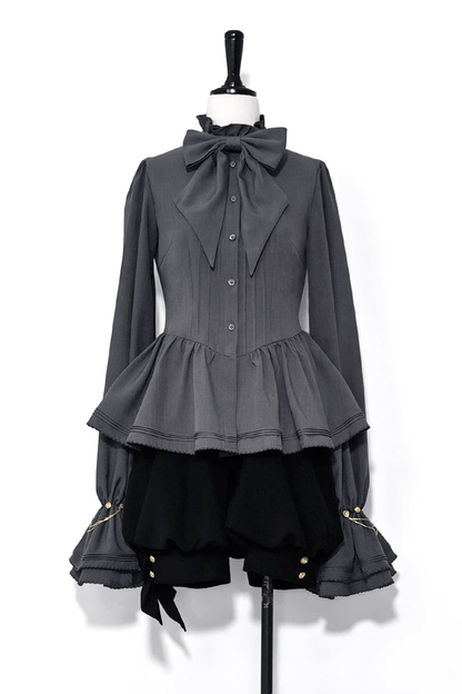 Classic Ouji Shirt - Retro Cute Cool, Gray - Tea Party Coordinate Shirt - main product image
