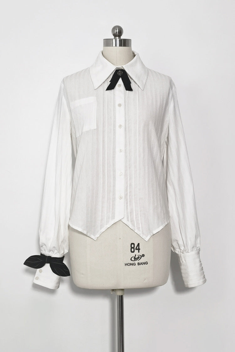 Classic Ouji Shirt - Secret Morning Paper, White, Long Sleeves - additional product view 3