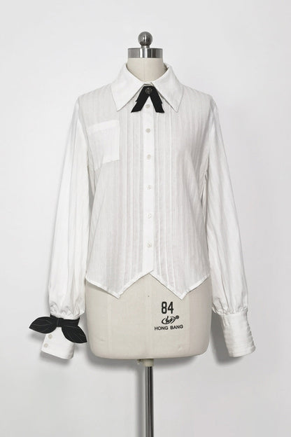 Classic Ouji Shirt - Secret Morning Paper, White, Long Sleeves - additional product view 3