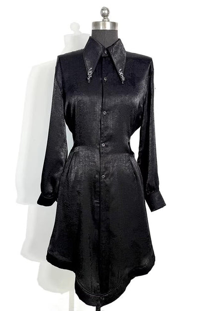 Classic Ouji Shirt - Snake-detail Lapel Collar, 3 Colors, Gothic Style, Long Sleeves - additional product view 3