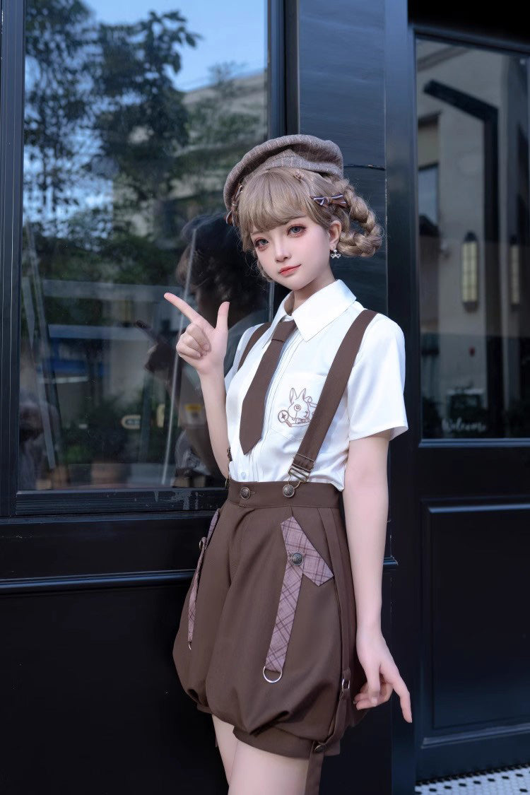 Classic Ouji Shorts - Bunny Detective, Brown - Classic Boy Style - additional product view 3
