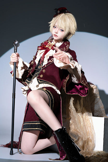Classic Ouji Shorts - Royal Heir, Red, Long Sleeves, Embroidered - additional product view 3