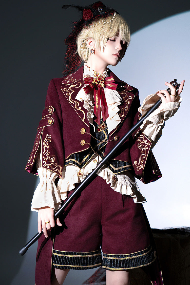 Classic Ouji Shorts - Royal Heir, Red, Long Sleeves, Embroidered - additional product view 4