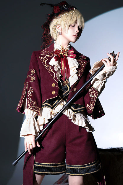 Classic Ouji Shorts - Royal Heir, Red, Long Sleeves, Embroidered - additional product view 4