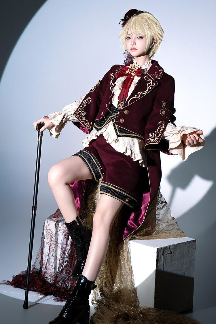 Classic Ouji Shorts - Royal Heir, Red, Long Sleeves, Embroidered - additional product view 6
