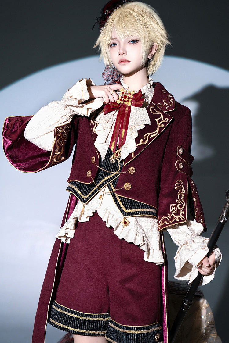 Classic Ouji Shorts - Royal Heir, Red, Long Sleeves, Embroidered - additional product view 8