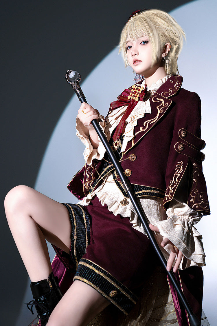 Classic Ouji Shorts - Royal Heir, Red, Long Sleeves, Embroidered - additional product view 9