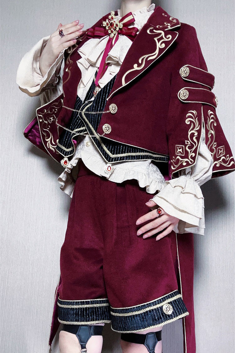 Classic Ouji Shorts - Royal Heir, Red, Long Sleeves, Embroidered - additional product view 10
