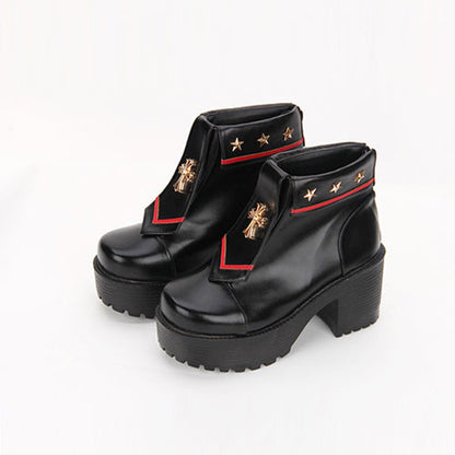 Cross Detail Lolita Heels - Navy Style, 4 Colors, Cross Detail, Sweet Style - 35 Black / 36 Black / 37 Black option