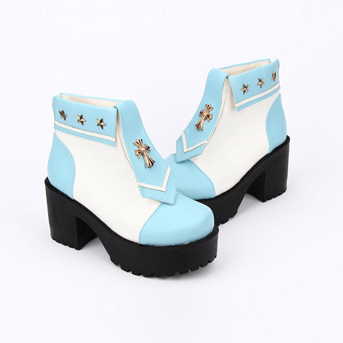 Cross Detail Lolita Heels - Navy Style, 4 Colors, Cross Detail, Sweet Style - 35 Blue / 36 Blue / 37 Blue option