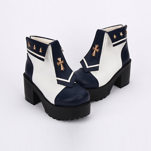 Cross Detail Lolita Heels - Navy Style, 4 Colors, Cross Detail, Sweet Style - main product image