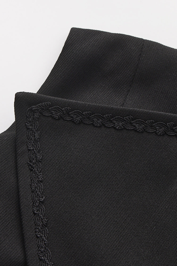 Black [Immortal Silent Agent] Sleeveless Ruffle Ouji Fashion Vintage Elegant Prince Lolita Long Coat