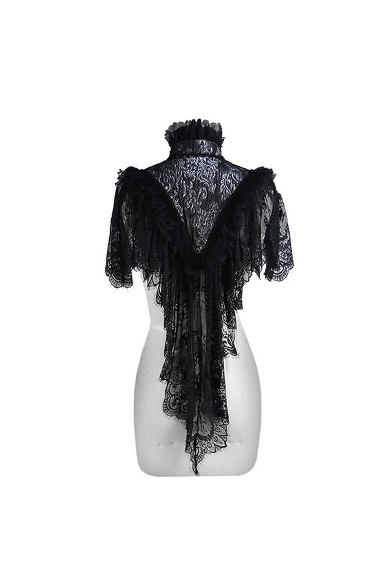 Black/Silver Triangle Jacquard Fabric Lace Fabric Feather Lace Women's Gothic Shawl
