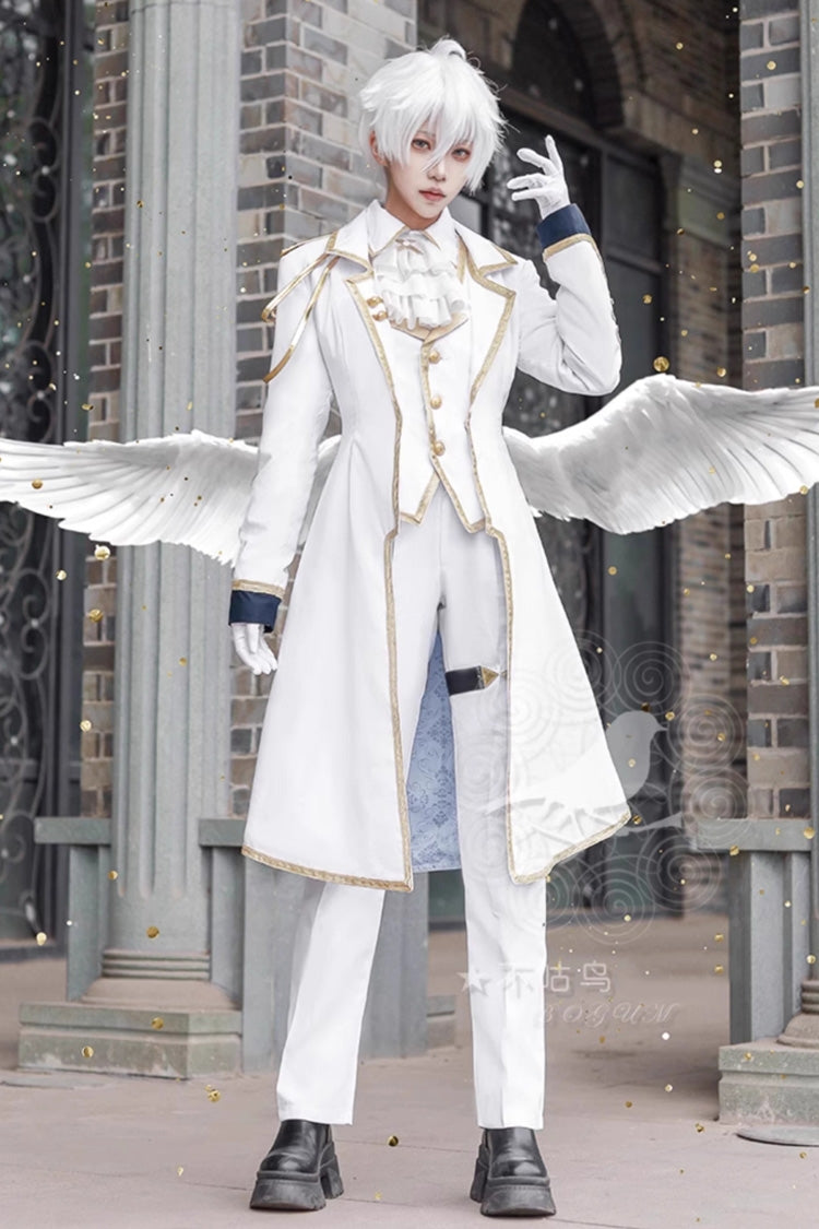 White Angel Prince Handsome Ouji Lolita Set (Including Coat, Shirt, Pants, Vest, Scarf)