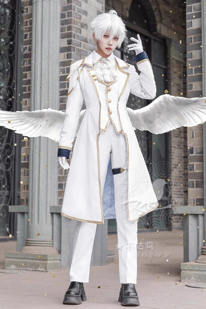 White Angel Prince Handsome Ouji Lolita Set (Including Coat, Shirt, Pants, Vest, Scarf)