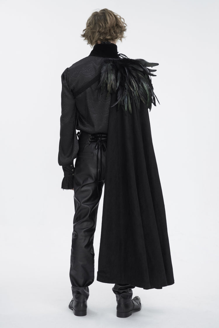Black Stand Collar Men's Gothic Accessory Feather Cape