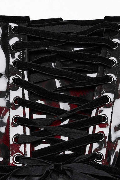 Black/Red Gradient Patent Leather Women's Gothic Underbust Corset