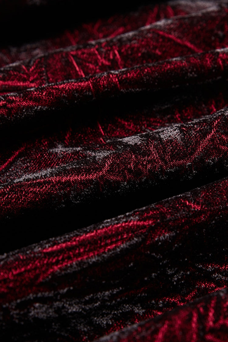 Black/Red Long Sleeves Ruffle Lace-Up Men's Gothic Blouse