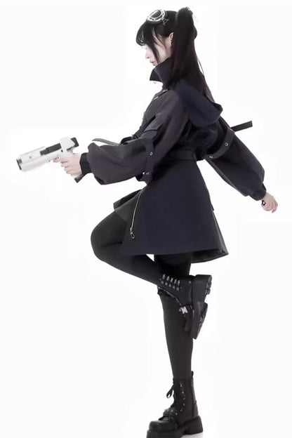 Black [Retrograde Orbit] Long Sleeves Gothic Ouji Lolita Skirt Coat Set