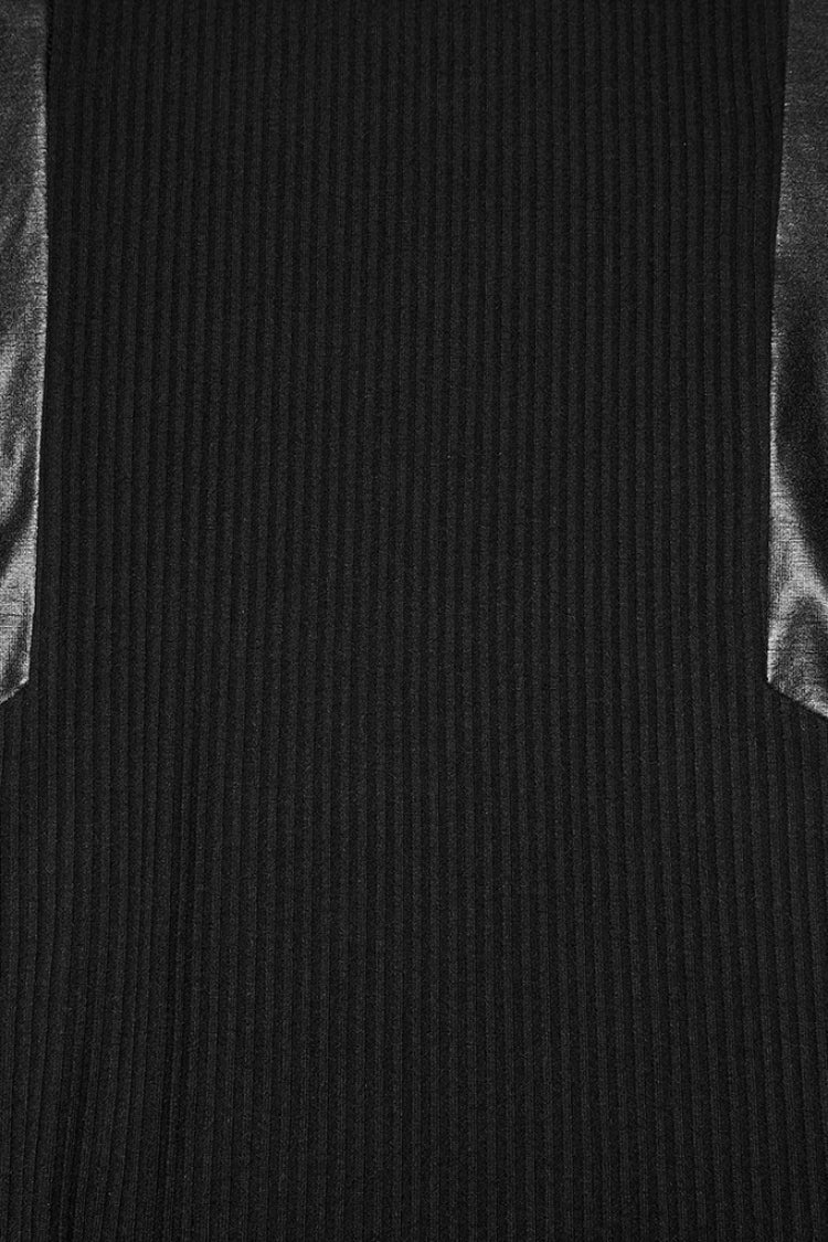 Black Round Collar Long Sleeves Spliced Eyelet Men's Punk T-Shirt