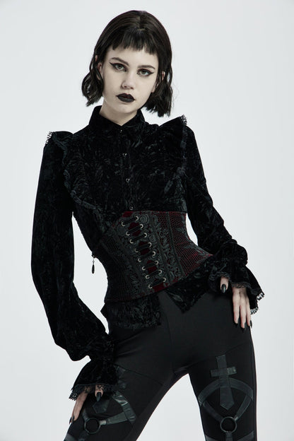 Red Jacquard Lace-Up Slim Women's Corset