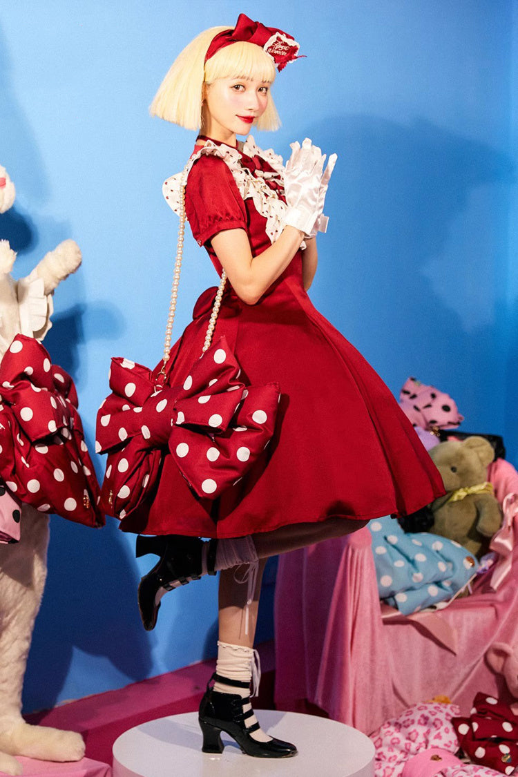 Red/White Polka Dot Print Bowknot Shaped Sweet Lolita Backpack