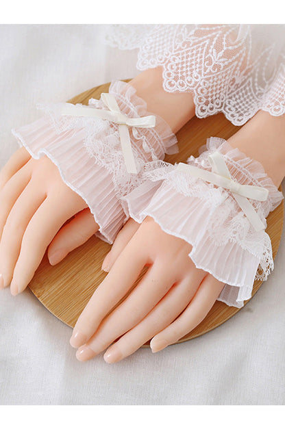 Solid Color Lace Bowknot Sweet Hand Sleeves 2 Colors