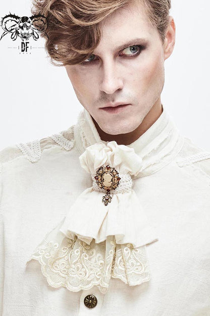 White Lace Jacquard Men's Gothic Bow Tie
