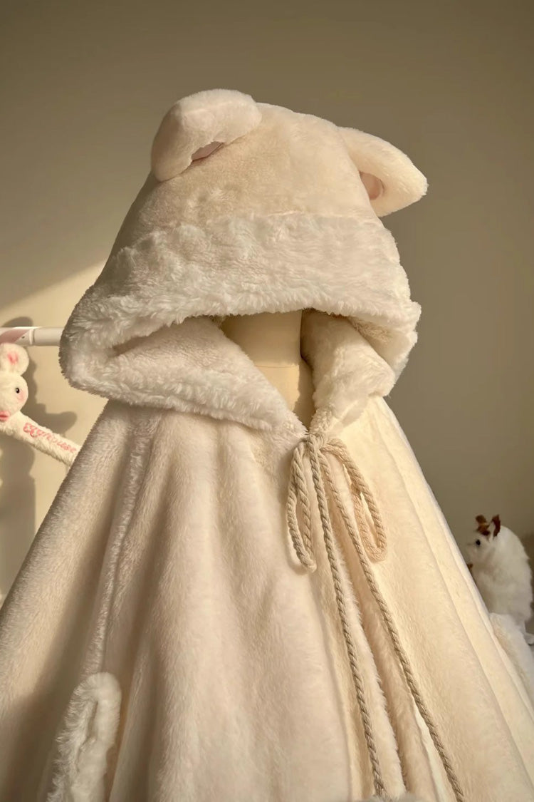 Ivory [Little Star Wish] Cat Ears Hooded Sweet Lolita Cloak Coat
