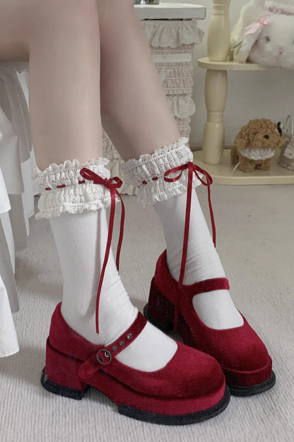 Sweet Ruffle Bowknot Lace Ballet Lolita Short Socks 6 Colors