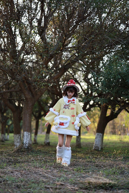 Yellow [Mushroom House] Long Sleeves Embroidery Bowknot Sweet Lolita Coat