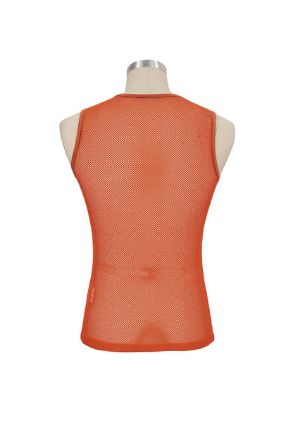 Orange Elasticity Perspective Rhombus Net Yarn Sleeveless Men's Gothic T-Shirt