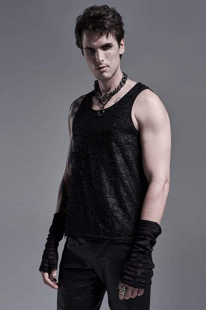 Black Ripped Men's Gothic Long Gloves