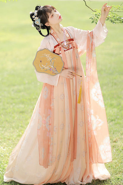 Chinese Ancient Style Fairy Elegant Chiffon Sweet Hanfu Dress Full Set