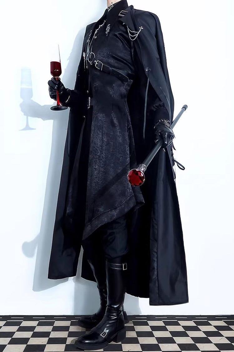 Black [Night Sentinel] Long Sleeves Ouji Gothic Lolita Long Trench Coat