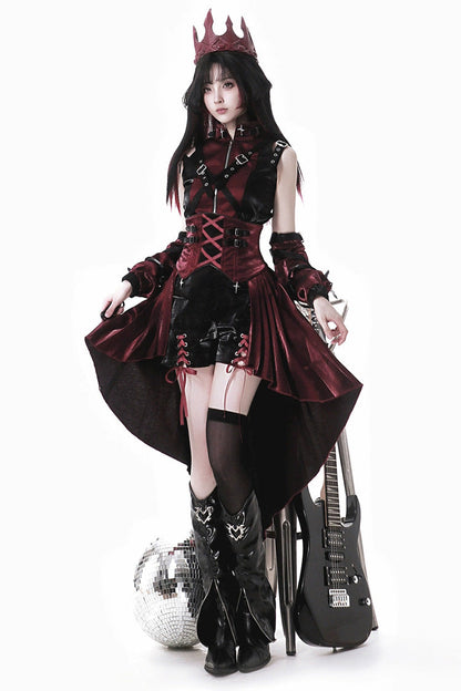 Black/Red [Chief Assassin] Lace-Up Gothic Ouji Lolita Set