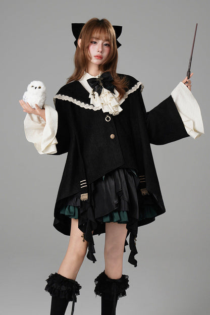 Black [Clock of Reincarnation Cycles] Cat Ears Magic Hooded Sweet Lolita Coat Cloak