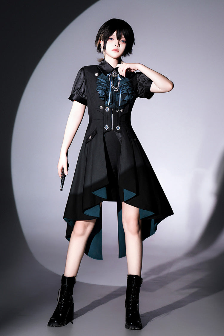 Black [Deep Music] Short Sleeves Gothic Elegant Ouji Lolita Four-piece Set